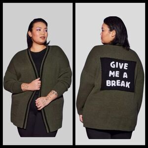 1X 14W 16W Torrid Green Long Sweater Cardigan Give Me A Break Lovesick Relaxed